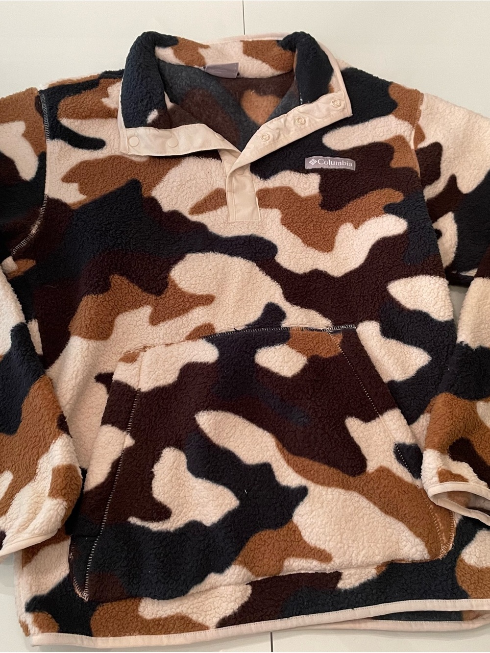 Columbia Brown Tan Black Camo Fleece Pullover